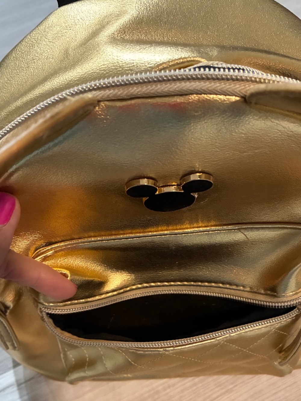 Gold Mickey Mouse mini backpack